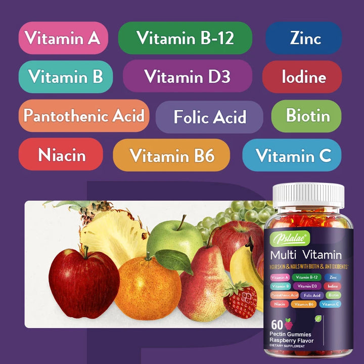 Multivitamin Gummies – 60 Gummies with Essential Vitamins & Minerals for Energy, Immune Support & Antioxidant Protection