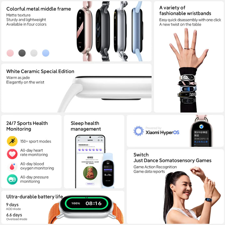 Global Version Xiaomi Smart Band 9 – 1.62" AMOLED Display Fitness Tracker, Blood Oxygen Monitor, 21 Days Battery Life, Mi Wrist Watch