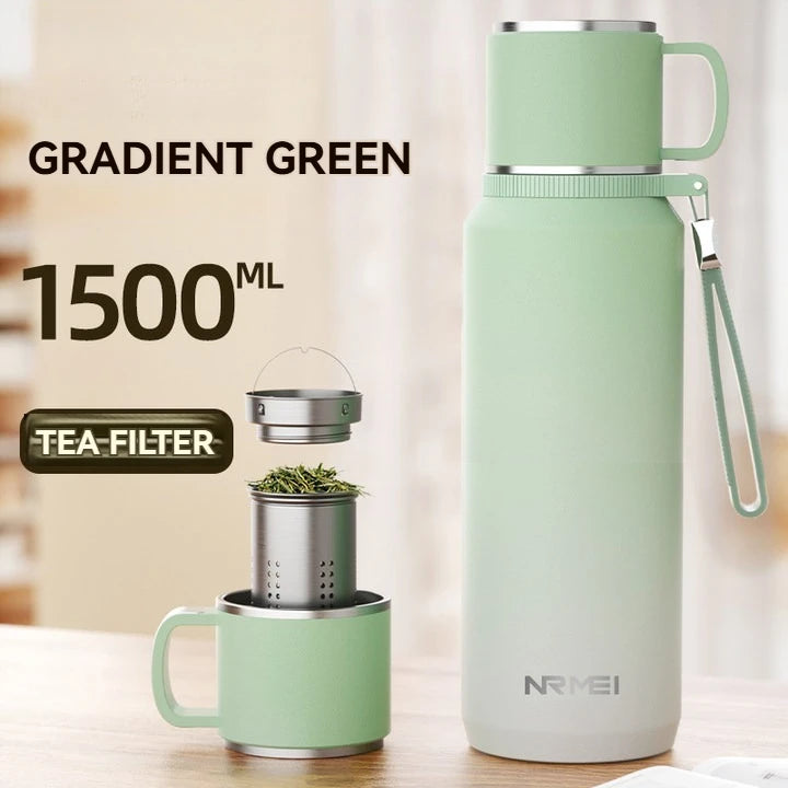 1.5L Stainless Steel Thermos Water Bottle – Vacuum Flask for Hot Coffee, Tea & Cold Drinks, Heat Preservation Tumbler