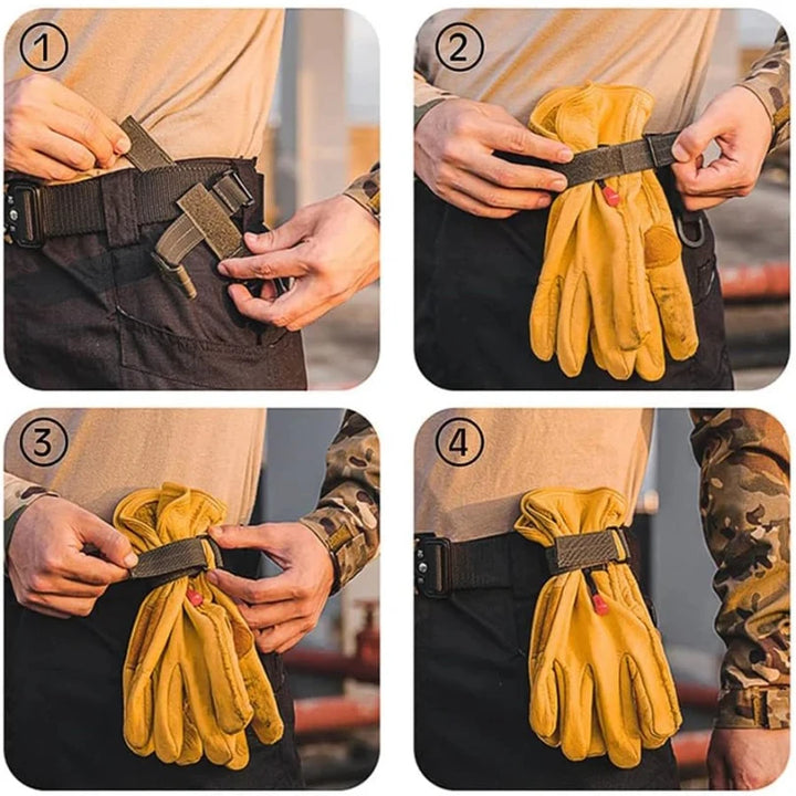2PCS Tactical Gear Glove Holder Strap – Molle Key Ring Keychain & Nylon Gear Keeper for Outdoor Tools & Gloves