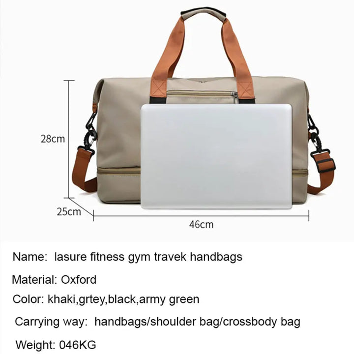 Travel Gym Bag – Portable Fitness Shoulder & Crossbody Weekender Duffle Bag for Short-Distance & Carry-On