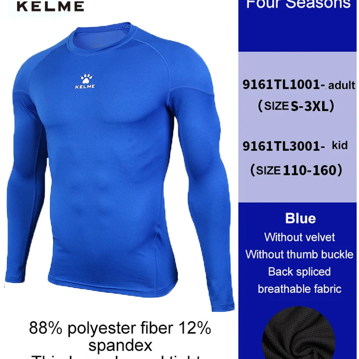 KELME Men's Compression Tights – Long-Sleeve Soccer & Fitness Shirt, Quick-Drying Training Top for Football & Kids