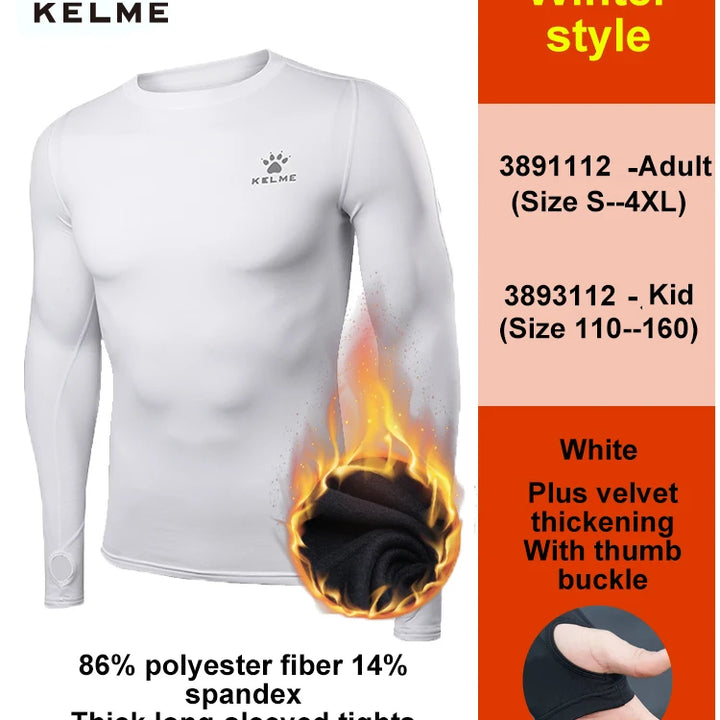 KELME Men's Compression Tights – Long-Sleeve Soccer & Fitness Shirt, Quick-Drying Training Top for Football & Kids