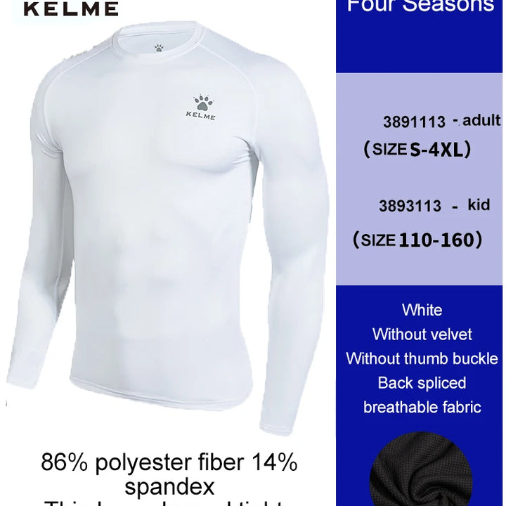 KELME Men's Compression Tights – Long-Sleeve Soccer & Fitness Shirt, Quick-Drying Training Top for Football & Kids