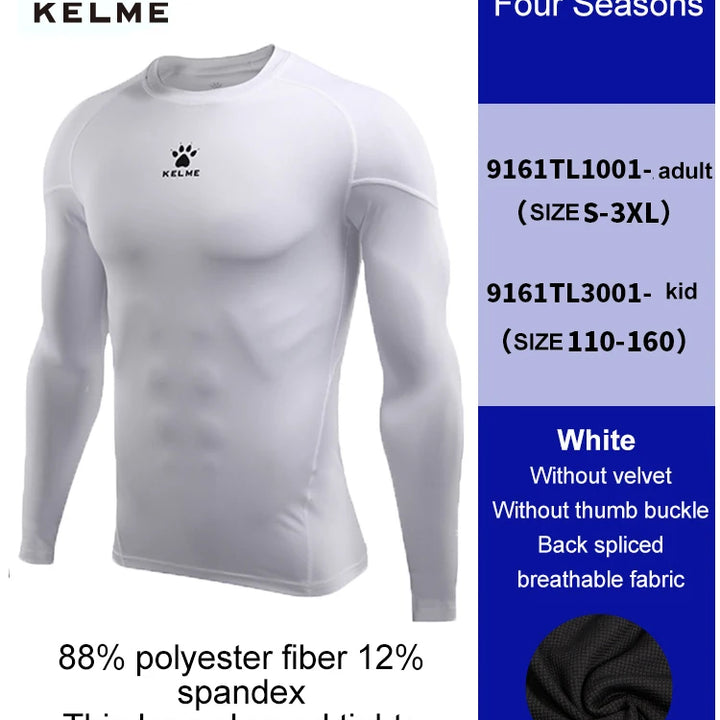 KELME Men's Compression Tights – Long-Sleeve Soccer & Fitness Shirt, Quick-Drying Training Top for Football & Kids