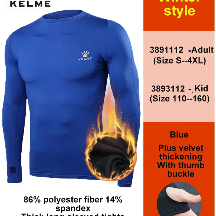 KELME Men's Compression Tights – Long-Sleeve Soccer & Fitness Shirt, Quick-Drying Training Top for Football & Kids