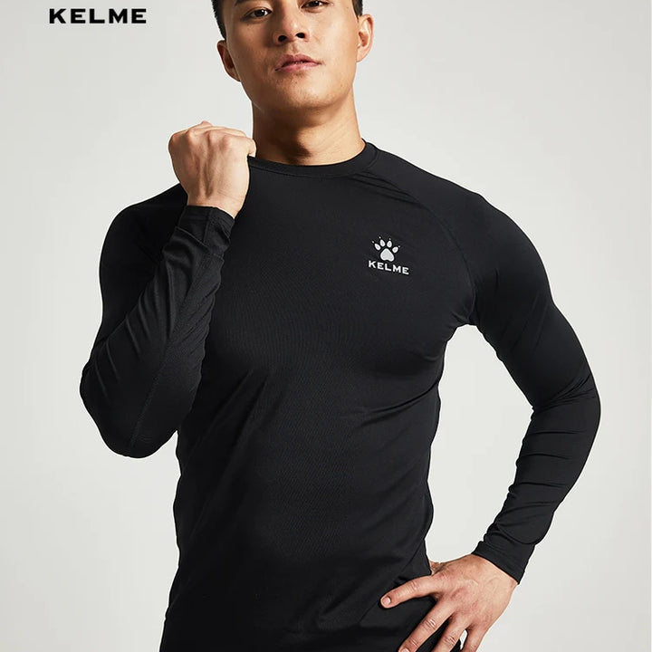 KELME Men's Compression Tights – Long-Sleeve Soccer & Fitness Shirt, Quick-Drying Training Top for Football & Kids