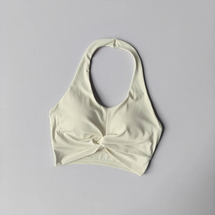 Sexy Neck Halter Sports Bra – Shockproof Fitness Bra with Beautiful Back Design for Yoga, Running & Outdoor Training