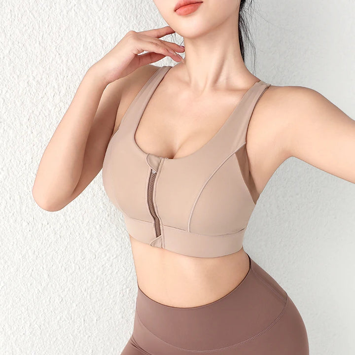 New Design Summer One-Piece Shock-Proof Sports Bra – High-Strength Vested Front Zipper Yoga & Fitness Bra