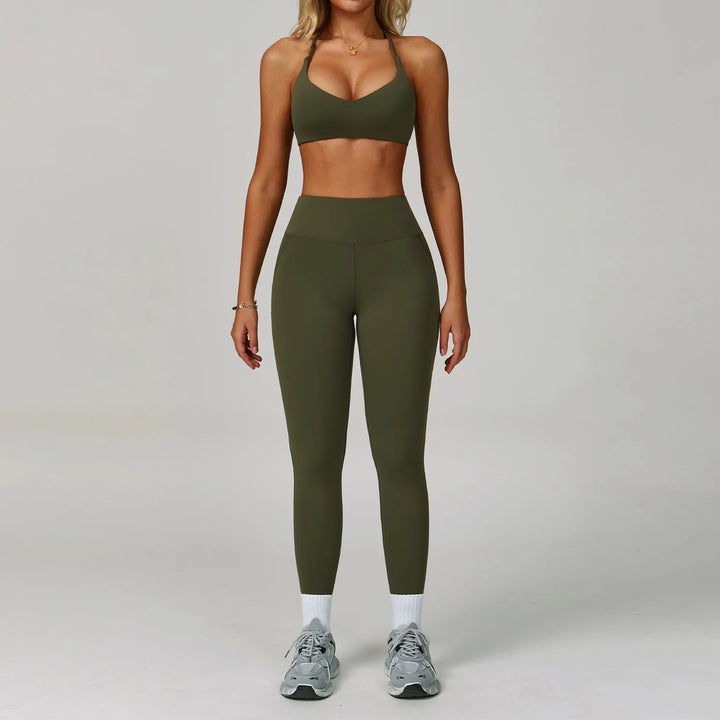 2-Piece Women's Activewear Tracksuit – Seamless Yoga Set with High-Waist Leggings for Gym & Fitness