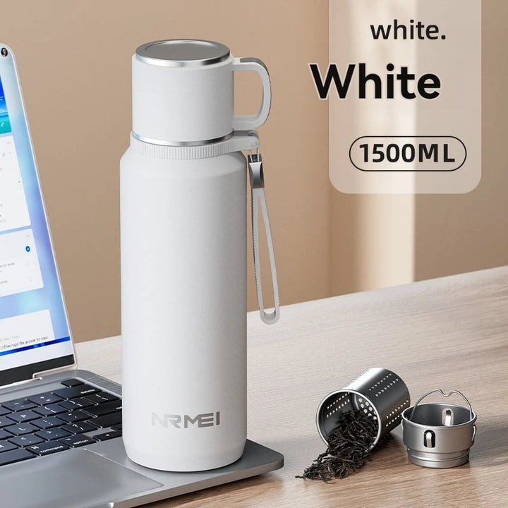 1.5L Stainless Steel Thermos Water Bottle – Vacuum Flask for Hot Coffee, Tea & Cold Drinks, Heat Preservation Tumbler