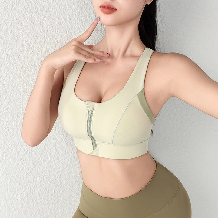 New Design Summer One-Piece Shock-Proof Sports Bra – High-Strength Vested Front Zipper Yoga & Fitness Bra