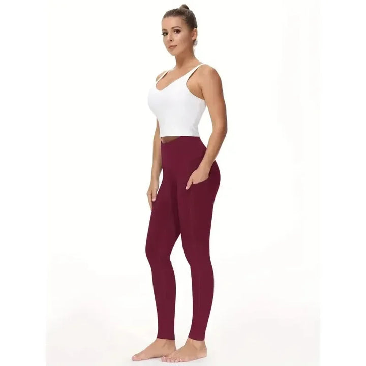 High-Waist Yoga Leggings with Pocket – Seamless Fitness Leggings, Hip-Lifting & Slimming Gym Training Pants for Women