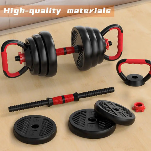 4-in-1 Adjustable Weight Dumbbell Set – Versatile Home Gym Equipment (Dumbbell, Barbell, Kettlebell) for Full Body Workout
