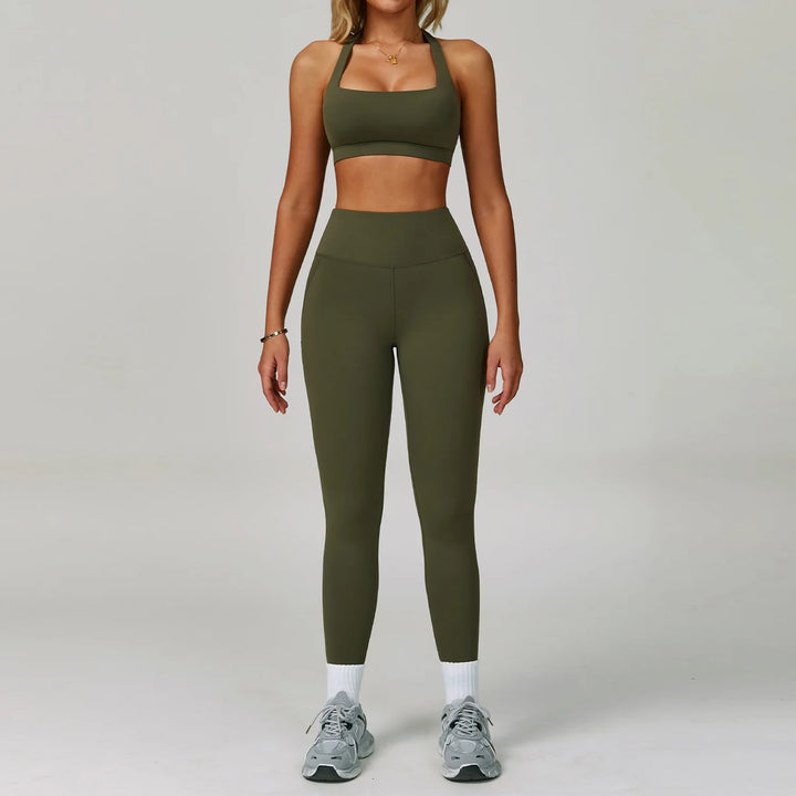 2-Piece Women's Activewear Tracksuit – Seamless Yoga Set with High-Waist Leggings for Gym & Fitness