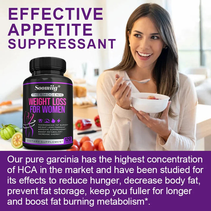 Natural Plant-Based Fat Burner – Appetite Suppressant, Supports Fat Reduction & Blood Sugar Balance (120 Capsules)