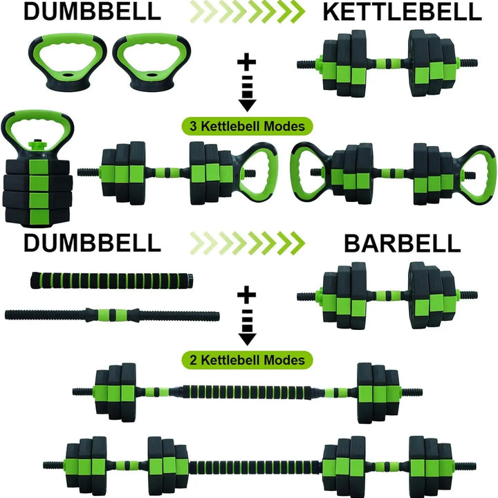 4-in-1 Adjustable Kettlebell & Dumbbell Set (66lbs/88lbs) – Versatile Barbell, Push-Up Stand & Home Gym Equipment