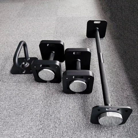 3-in-1 Adjustable Free Weight Set – Custom Color Dumbbells, Barbell & Kettlebell (Cast Iron, Square Design) for Home Gym