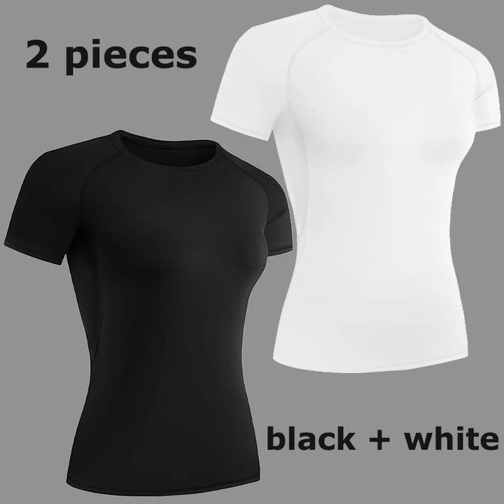 Women's Compression Shirt – Short Sleeve Athletic Yoga & Running T-Shirt, Quick-Dry Stretchy Baselayer for Gym Workouts