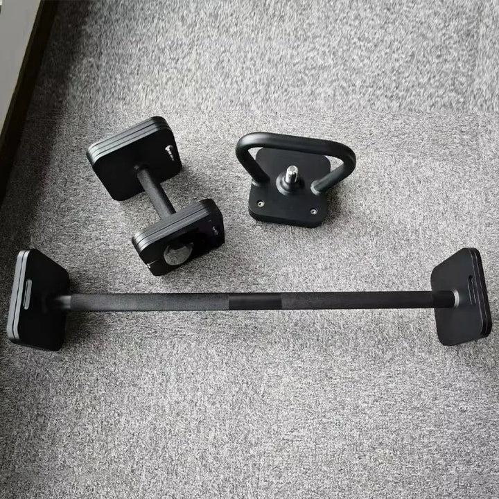 3-in-1 Adjustable Free Weight Set – Custom Color Dumbbells, Barbell & Kettlebell (Cast Iron, Square Design) for Home Gym