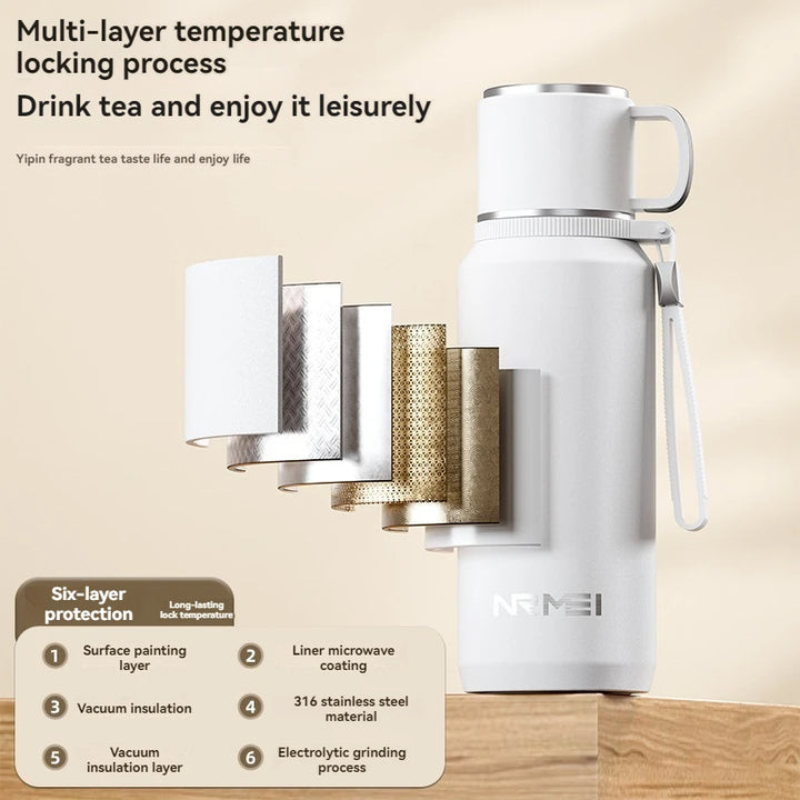 1.5L Stainless Steel Thermos Water Bottle – Vacuum Flask for Hot Coffee, Tea & Cold Drinks, Heat Preservation Tumbler
