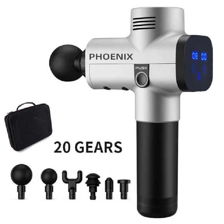 Phoenix A2 Massage Gun – Deep Tissue Muscle Massager with Display, Handheld Percussion Gun for Back & Full-Body Relief