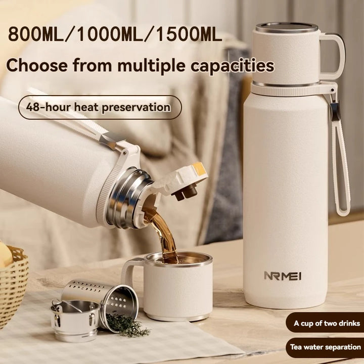 1.5L Stainless Steel Thermos Water Bottle – Vacuum Flask for Hot Coffee, Tea & Cold Drinks, Heat Preservation Tumbler