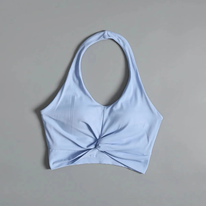 Sexy Neck Halter Sports Bra – Shockproof Fitness Bra with Beautiful Back Design for Yoga, Running & Outdoor Training