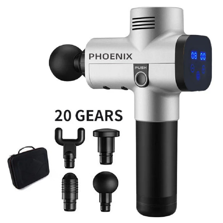 Phoenix A2 Massage Gun – Deep Tissue Muscle Massager with Display, Handheld Percussion Gun for Back & Full-Body Relief