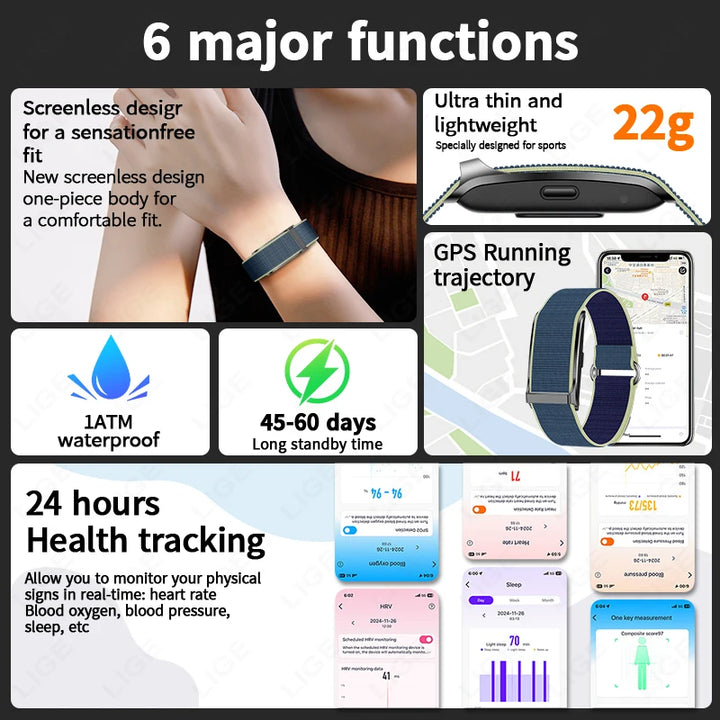 LIGE 2025 Smart Band Watch – Heart Rate & Health Monitoring Fitness Tracker, Pedometer, Sport Smartwatch for Men & Women