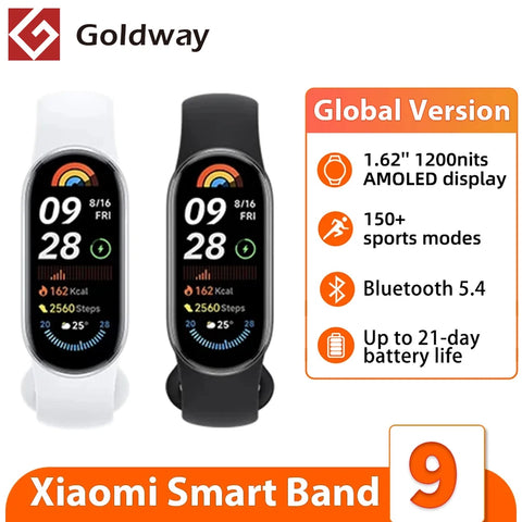 Global Version Xiaomi Smart Band 9 – 1.62" AMOLED Display Fitness Tracker, Blood Oxygen Monitor, 21 Days Battery Life, Mi Wrist Watch