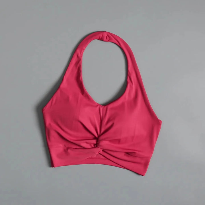 Sexy Neck Halter Sports Bra – Shockproof Fitness Bra with Beautiful Back Design for Yoga, Running & Outdoor Training