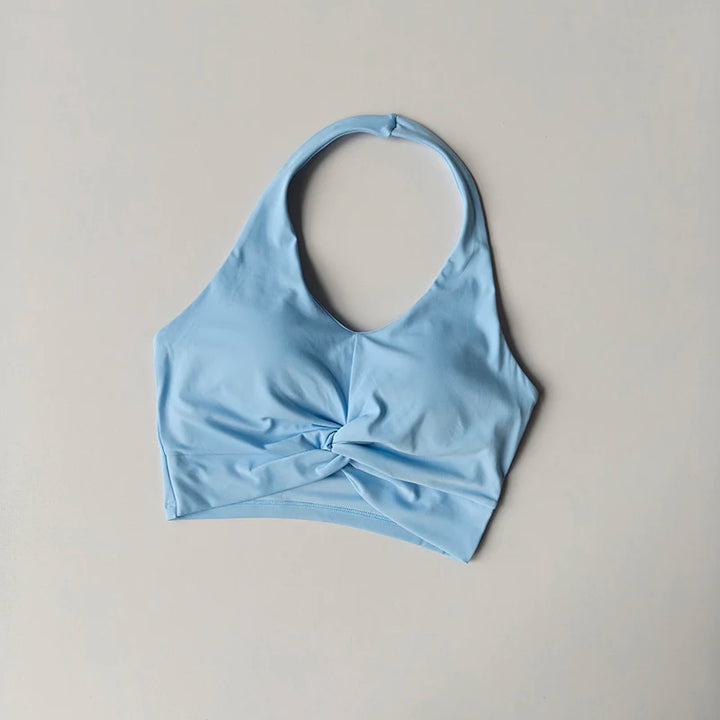 Sexy Neck Halter Sports Bra – Shockproof Fitness Bra with Beautiful Back Design for Yoga, Running & Outdoor Training
