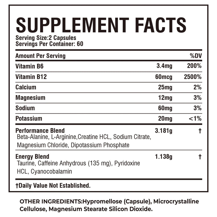 Pre-Workout Supplement – 120 Capsules to Build Muscle, Boost Performance & Support Post-Workout Recovery