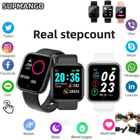 Y68 Fitness Tracker Smart Sports Watch – Real Step Count, Sports Watch for Android & iOS, Stylish Smart Bracelet