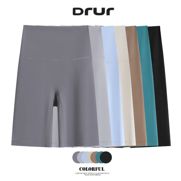 DRUR Womens Yoga Shorts High Waisted Tummy Control Workout Biker Shorts Summer Lightweight Sports Tights Gym Leggings Activewear