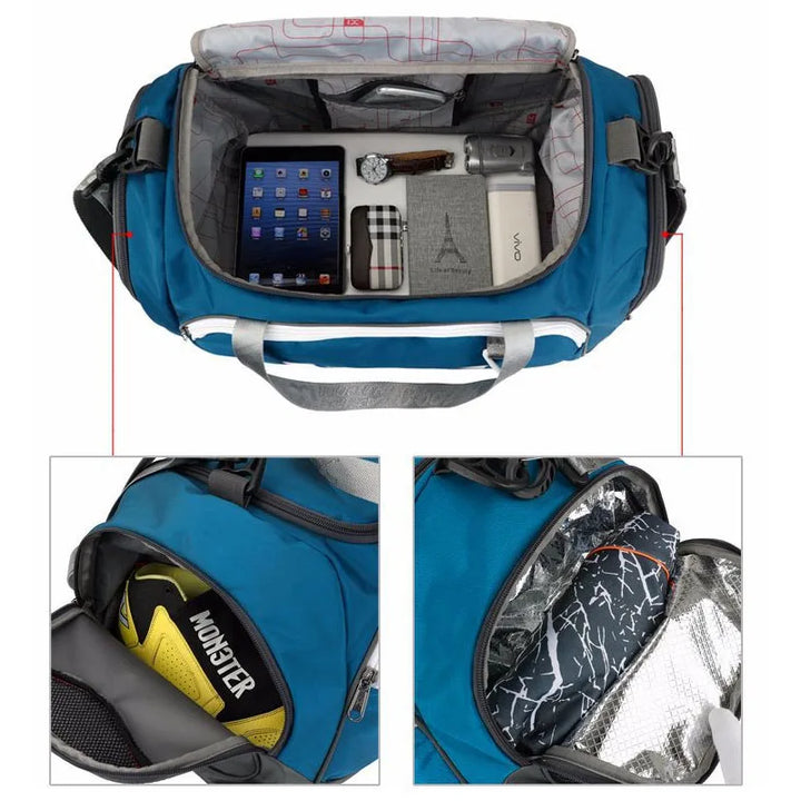 40L Large Gym Bag – Wet & Dry Fitness Training Bag for Men, Yoga, Shoes, Travel, & Swimming – Multifunctional Shoulder Handbag
