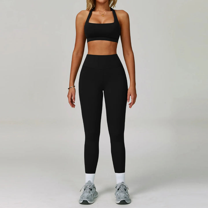2-Piece Women's Activewear Tracksuit – Seamless Yoga Set with High-Waist Leggings for Gym & Fitness
