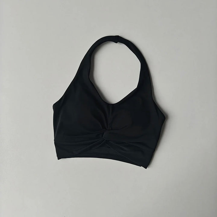 Sexy Neck Halter Sports Bra – Shockproof Fitness Bra with Beautiful Back Design for Yoga, Running & Outdoor Training