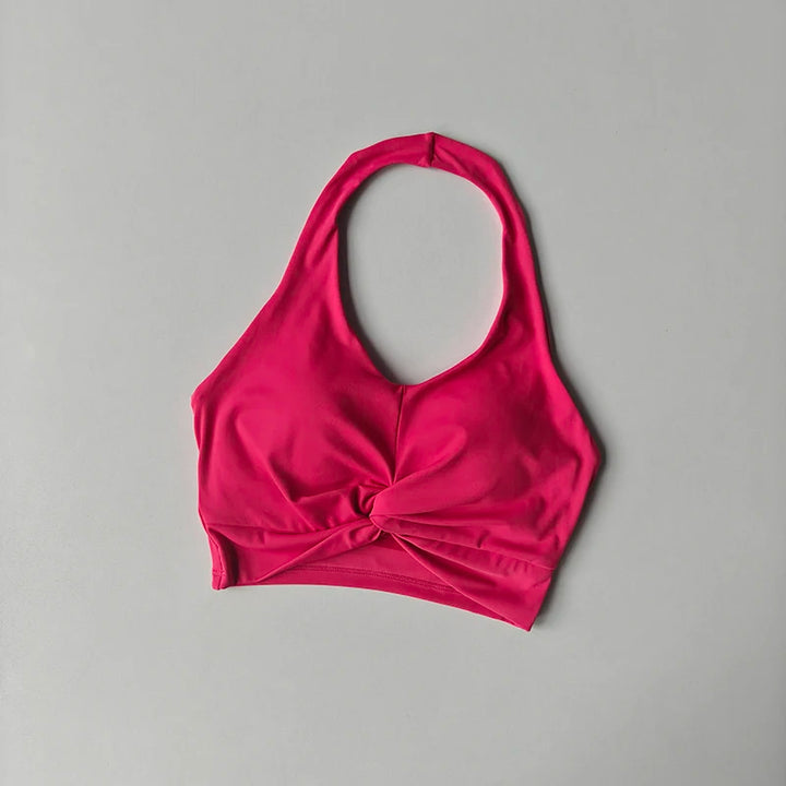 Sexy Neck Halter Sports Bra – Shockproof Fitness Bra with Beautiful Back Design for Yoga, Running & Outdoor Training