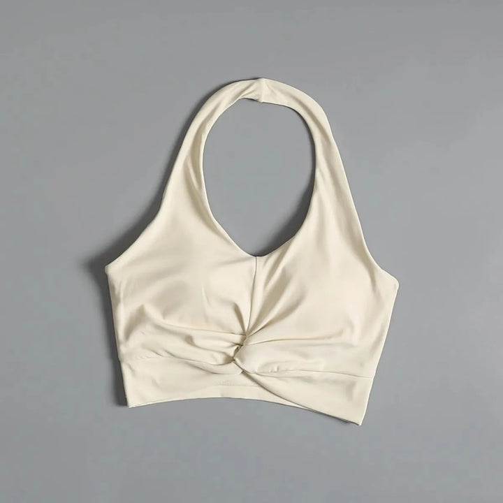 Sexy Neck Halter Sports Bra – Shockproof Fitness Bra with Beautiful Back Design for Yoga, Running & Outdoor Training