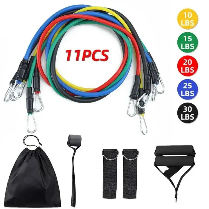 11-Piece Resistance Band Set – Full-Body TPE Workout Bands with Handles, Ankle Straps & Carry Bag