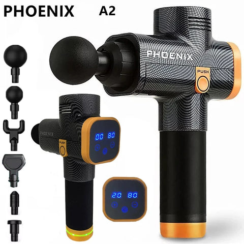 Phoenix A2 Massage Gun – Deep Tissue Muscle Massager with Display, Handheld Percussion Gun for Back & Full-Body Relief