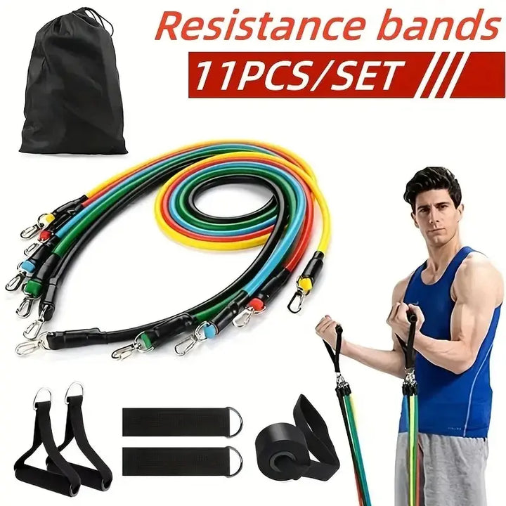 11-Piece Resistance Band Set – Full-Body TPE Workout Bands with Handles, Ankle Straps & Carry Bag