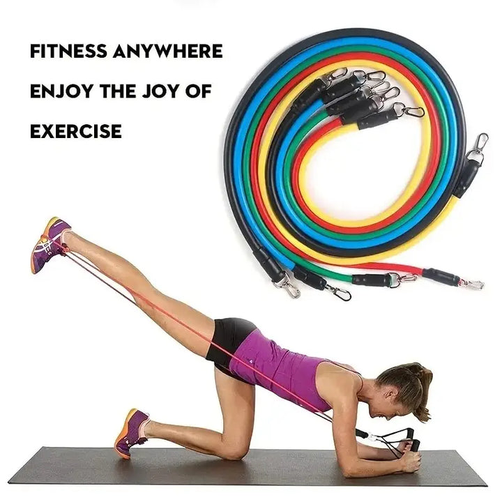 11-Piece Resistance Band Set – Full-Body TPE Workout Bands with Handles, Ankle Straps & Carry Bag