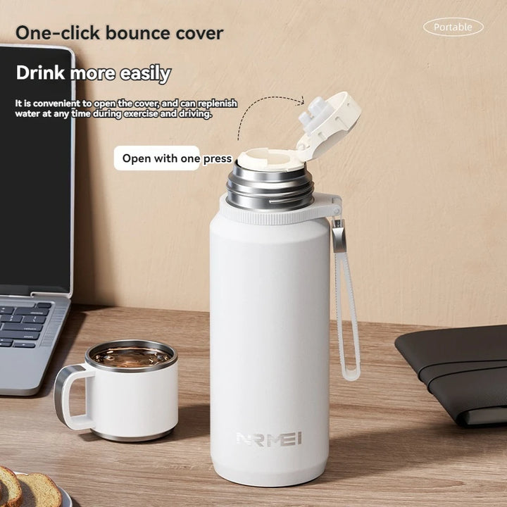1.5L Stainless Steel Thermos Water Bottle – Vacuum Flask for Hot Coffee, Tea & Cold Drinks, Heat Preservation Tumbler